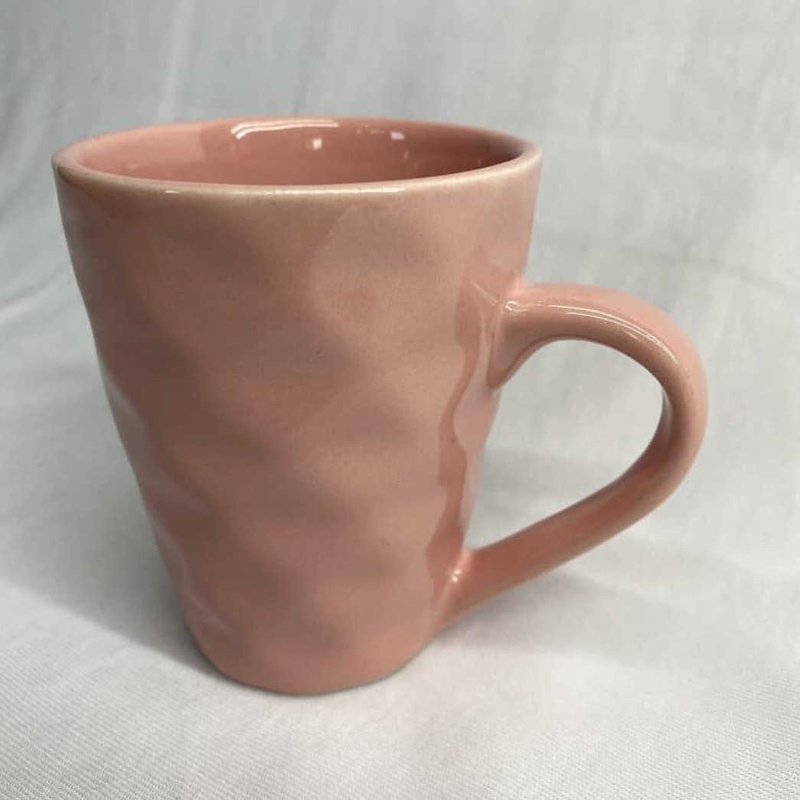 Pink-Peach (Diamond Pattern) Ceramic Coffee Mug (Set of 2)