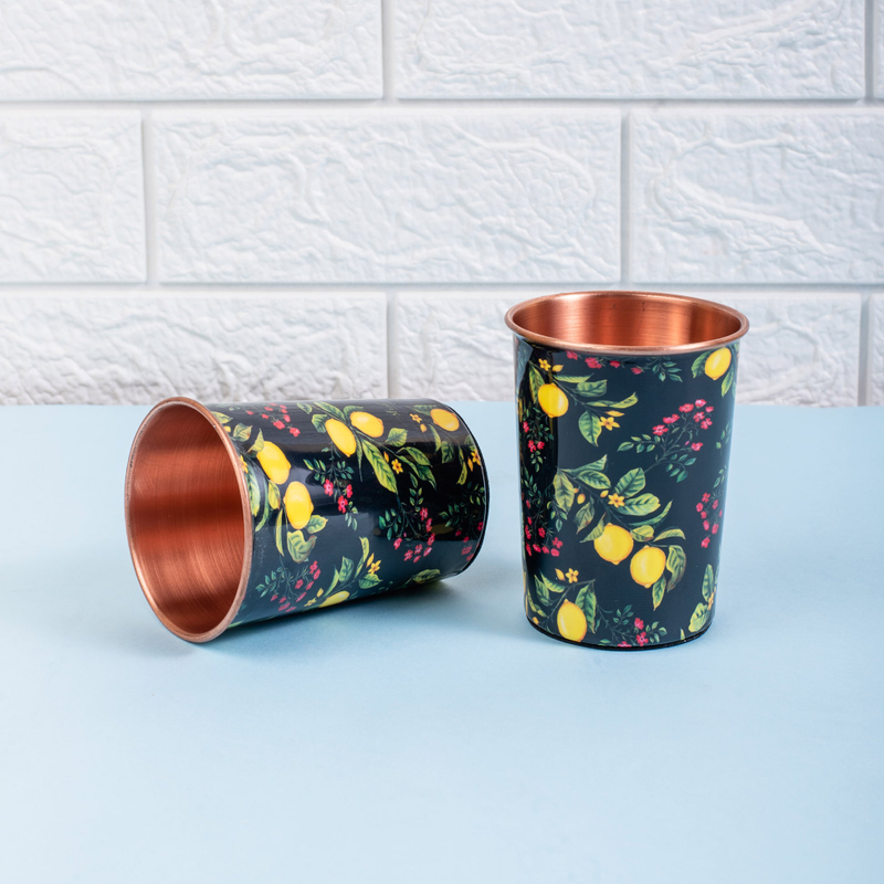 Zesty Lemon Copper Tumblers - Set of 2