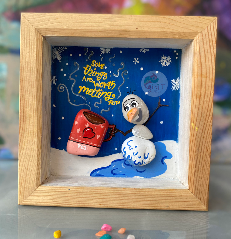 Olaf's Tea cup - 3D pebble frame